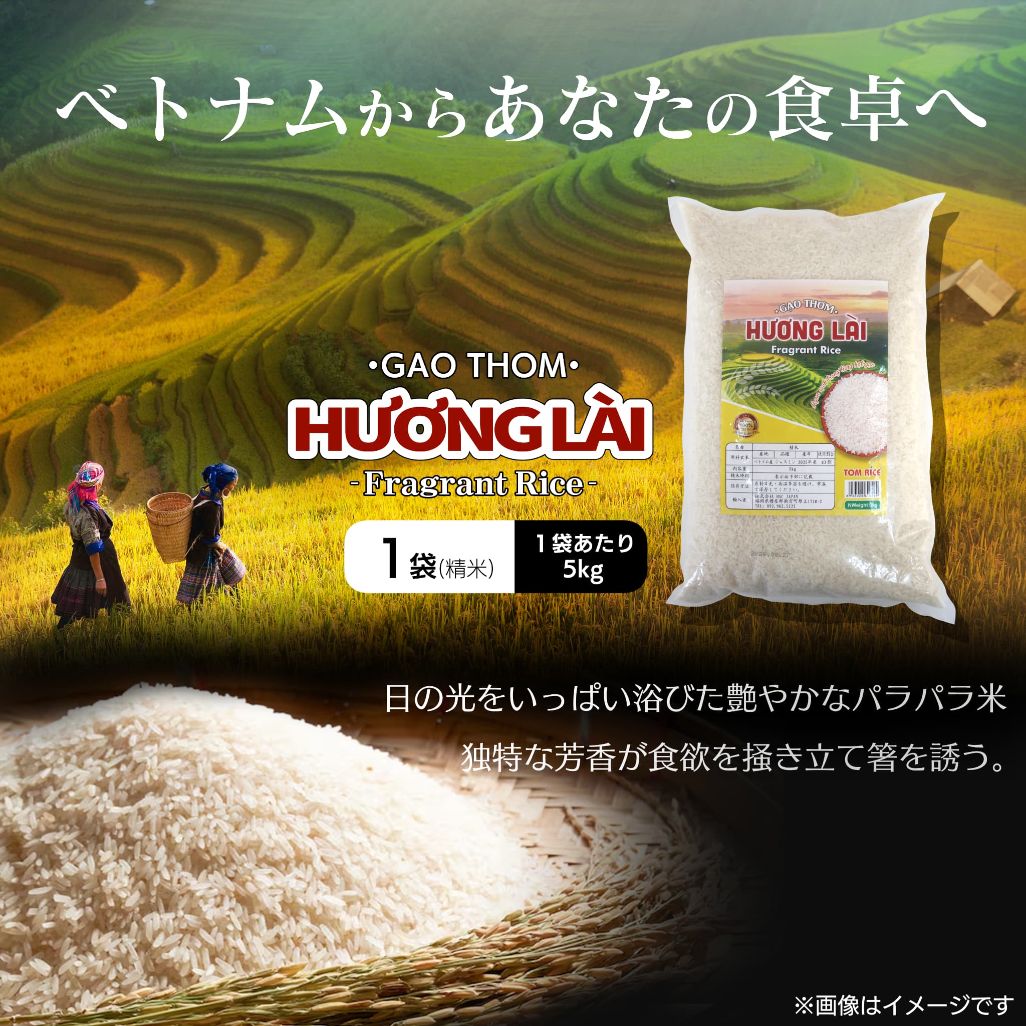ベトナム ジャスミン米 5kg, GAO HUONG LAI VIET NAM