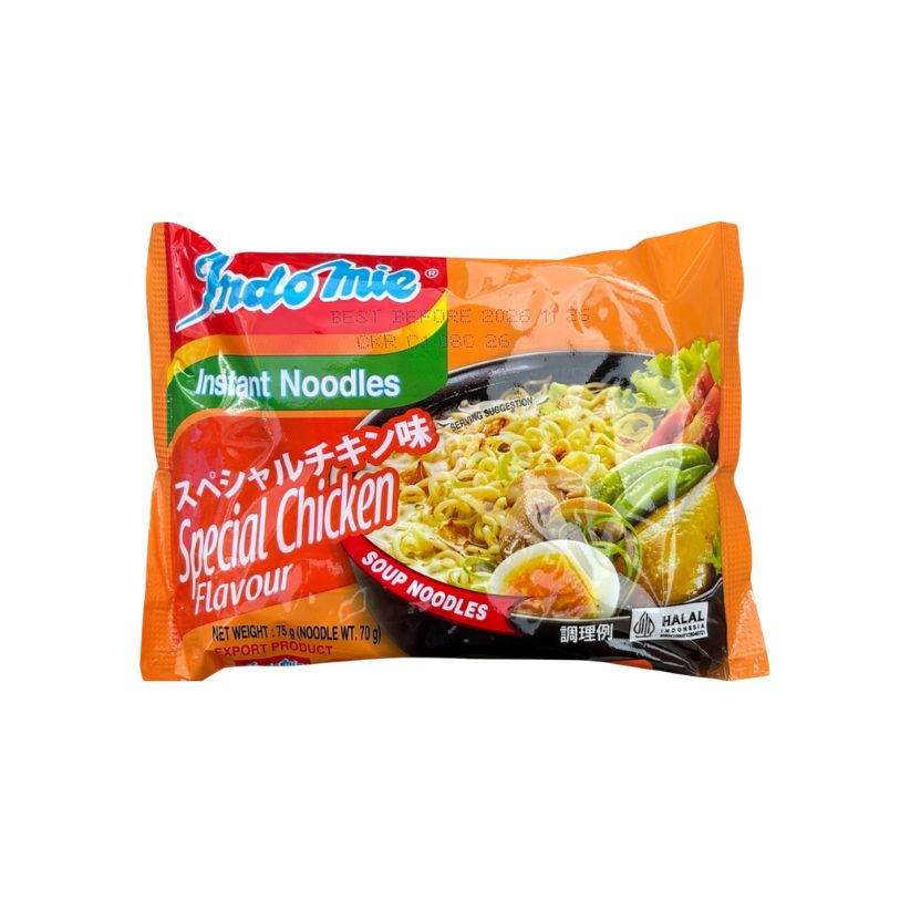 インドミー スペシャルチキン味 75g, INDOMIE INSTANT NOODLES SPECIAL CHICKEN FLAVOUR genki-fami-10001220 アジアの駅 パッケージ画像