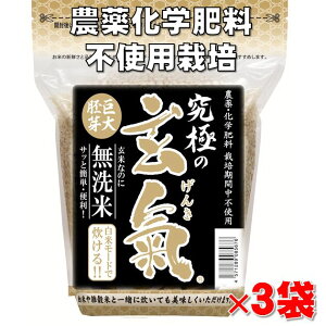 【究極の玄氣】1.5kg×3袋（4.5kg 真空パック）【農薬・化学肥料不使用栽培】数量限定・巨大胚芽の発芽玄米白米モード炊ける無洗米の発芽玄米送料無料（沖縄県は1000円加算）