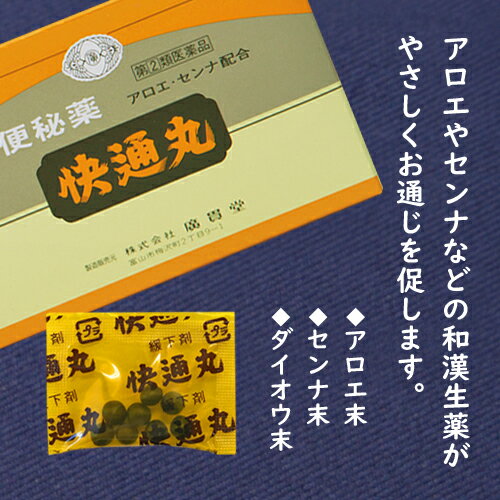 快通丸6包（ カイツウガン）3個【指定第2類医薬品】置き薬 配置薬 常備薬 富山　広貫堂 広貫堂 3歳以上から使えるアロエ、センナ、ダイオウ配合の便秘薬