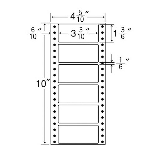 ナナフォーム 連続ラベル Mタイプ 4_5/10×10インチ 6面 84×38mm 1箱(1000折:500折×2冊) MM4N 東洋印刷