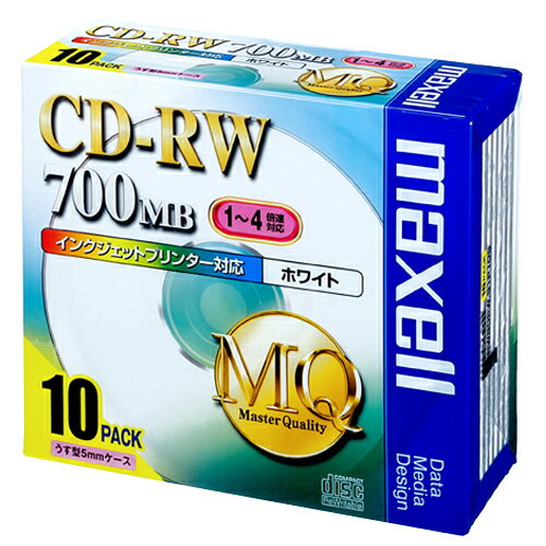 3パックまとめ買い データ用CD-RW 700MB 4倍速 ホワイトプリンタブル 5mmスリムケース 1パック(10枚) CDRW80PW.S1P10S マクセル