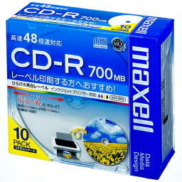 3パックまとめ買い データ用CD-R 700MB 2-48倍速 ホワイトワイドプリンタブル 5mmスリムケース 1パック(10枚) CDR700S.WP.S1P10S マクセル