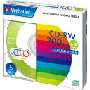 3パックまとめ買い データ用CD-RW 700MB 4倍速 5色カラーMIX 5mmスリムケース 1パック(5枚) SW80QM5V1 バーベイタム