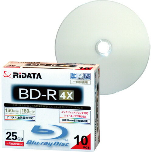 録画用BD−R 130分 1−4倍速 ホワイトワイドプリンタブル 5mmスリムケース 1パック(10枚) BD-R130PW 4X.10P SC C RiDATA
