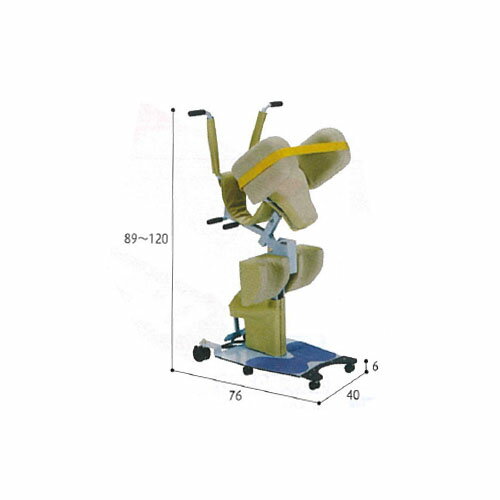 簡易型移乗リフト ささえ手 スリングシート不要の手動式リフト。 ●重さ/34kg ●最大使用者体重/90kg ●材質/本体：鉄・ステンレス、 パット部：ウレタンフォーム ●生産国/日本 広告文責：薬局元気爽快本店(03-5207-2699)