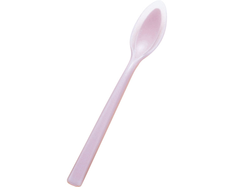 口あたりやさしいスプーン　一体深型・小 ピンク KU-06 岡部洋食器製作所
