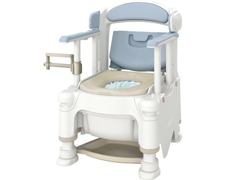 安寿 ポータブルトイレ FX-30 らくゾウくん 自動ラップ 暖房便座 ミストブルー 532-973 アロン化成 TAISコード：00221-000700