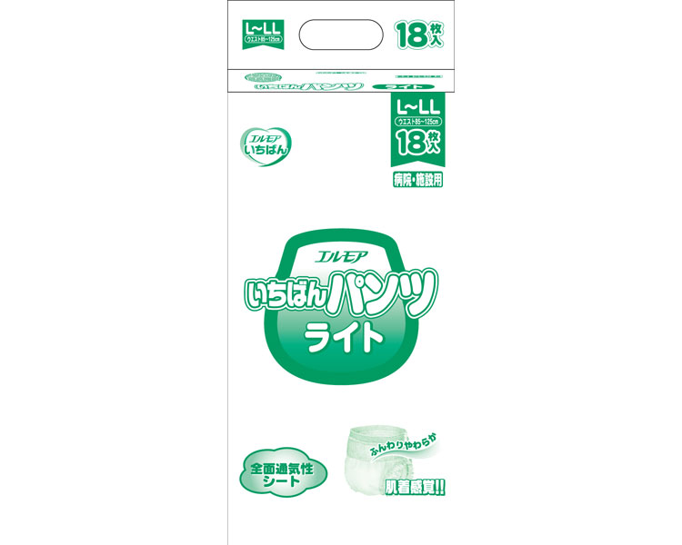業務用　エルモア　いちばんパンツライト　L〜LL ケース単位 4袋セット 1袋18枚入り 452261 カミ商事