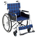 車いす (自走式 背折れタイプ) KS50M-40NCS 座面幅40cm ネイビーチェック マキテック