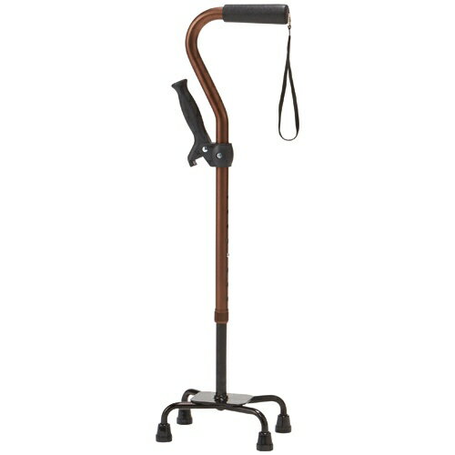 補助グリップ付 アルミ製 4点支柱杖 AQS-10BR ブラウン マキテック