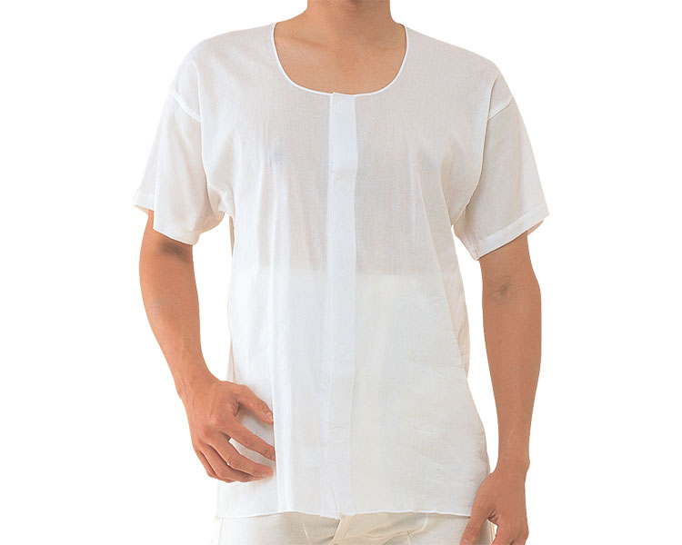 ワンタッチ肌着　前開き半袖　紳士用 ホワイト CH-1 神戸生絲