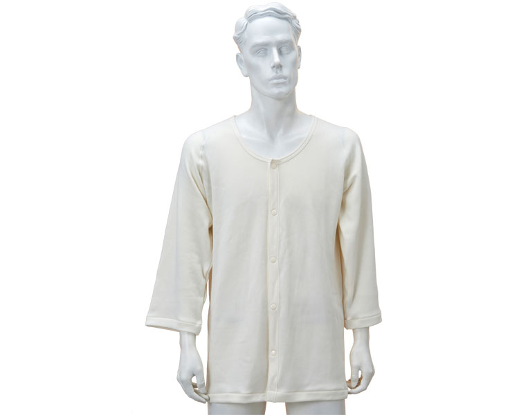 厚手　紳士　のびのびワンタッチ肌着7分袖（ホック付）　秋冬用 オフホワイト BM5F 神戸生絲