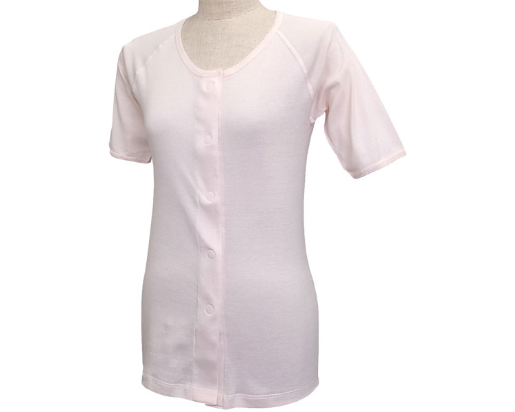 やさしい着心地のワンタッチ肌着（丸型ワンタッチテープ式）　婦人3分袖 ピーチ S NL-004-S ゼネラル貿易