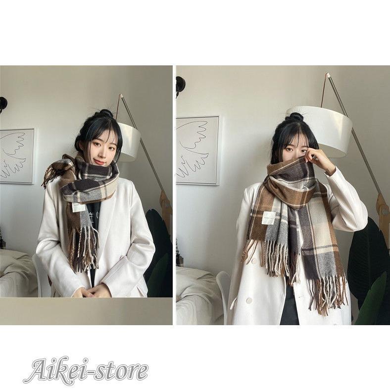 マフラー ストール ショール レディース 女性 大判 大きめ ボリューム感 防寒具 寒さ対策 暖かい ぬくぬく チェック柄 格子柄 千鳥柄 カジュアル