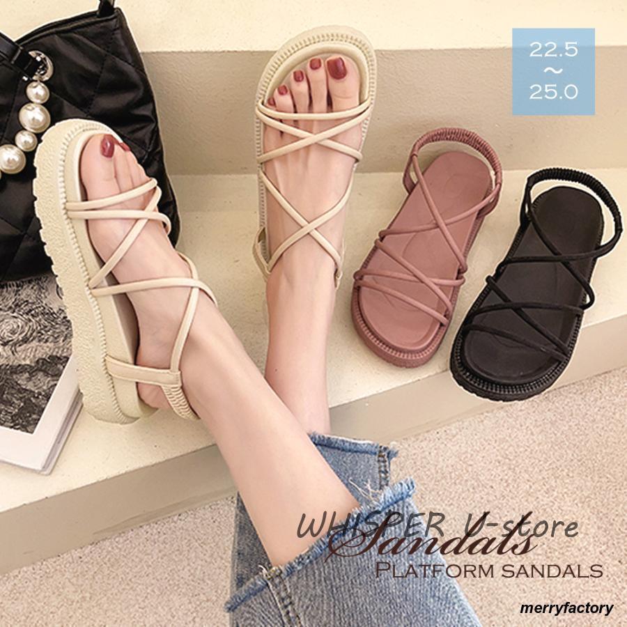 サンダル レディース 夏 ストラップ 厚底