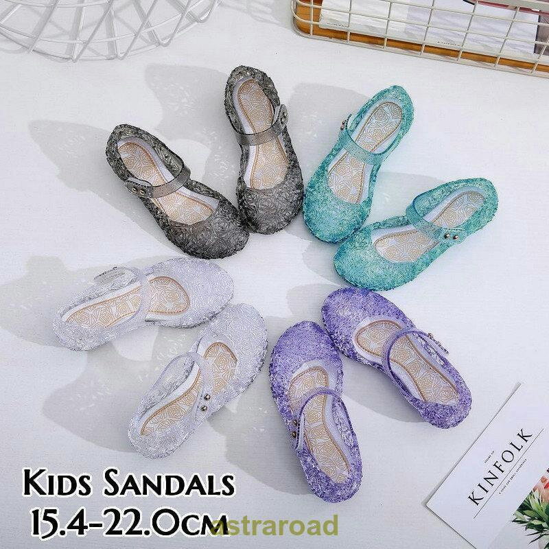 ラバーサンダル ラバーシューズ ストラップシューズ ラメ 子供用 キッズ 靴 シューズ シースルー 透かしデザイン キラキラ おしゃれ 可愛い かわい 夏