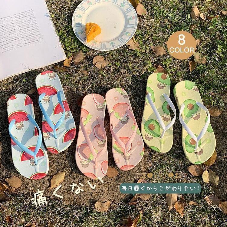 ビーチサンダル ビーサン レディース 果物 スリッパ 痛くない 滑り止め おしゃれ 夏 サンダル ぺたんこ フラット コンフォート ビーチ 海 旅行