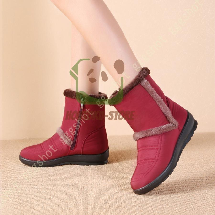 スノーブーツ ジップ レディース ショート ブーツ スノーシューズ 防水 防寒 防滑 保暖 冬用 カジュア..