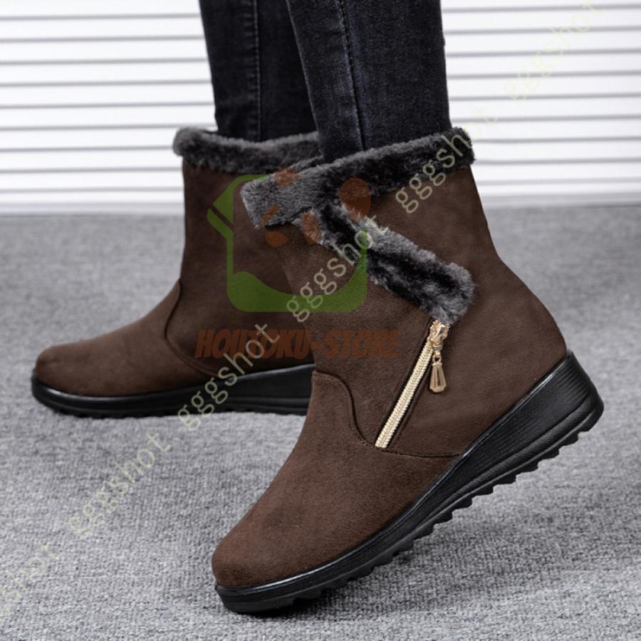 スノーブーツ ムートンブーツ レディース 女の子 裏ボア もこもこ 冬靴 防水 防滑 スノーシューズ ジッパー 大きいサイズ 痛くない 疲れない ボア ブーツ