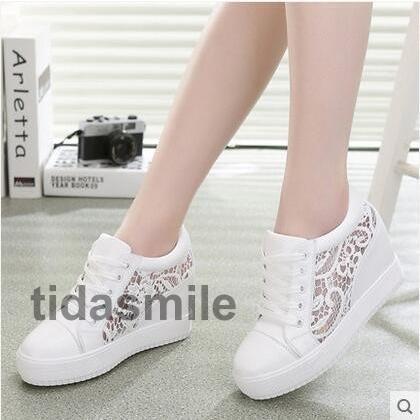 メッシュシューズ レディーススニーカー スリッポン パンプス 厚底 インヒール 通気性抜群 カジュアル 靴 夏 ファッション おしゃれ 2017新作