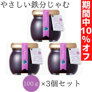 スーパーSALE 10%オフ 送料無料【やさしい鉄分じゃむ (ブルーベリー) 100g×3個（300g)】健康食品 栄養補助食品 栄養機能食品 サプリ ヘム鉄 鉄分 葉酸 ビタミンB12 ビタミンD ブルーベリージャム ジャム 貧血 鉄分補給 女性 妊活 妊婦 ママ 1歳 シニア