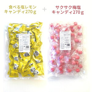 【食べる塩レモンキャンディ300g・サクサク梅塩キャンディセット300gセット】 塩 塩分 塩分補給 クランチキャンディ 松屋製菓 熱中症 暑さ対策 梅 レモン 飴 メール便