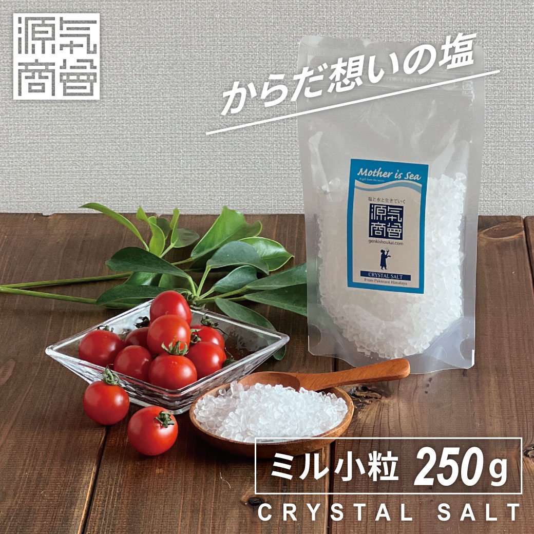 【1000円ポッキリ 送料無料】 岩塩 食用 ヒマラヤ岩塩 源気商会 クリスタル岩塩 透明 ミルタイプ 小粒 250g パウチ 食品 調味料 塩 パキスタン 無添加 ミネラル メール便送料無料 [3]