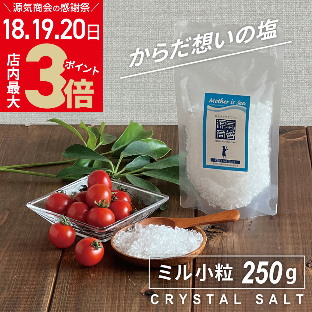 ＼お客様感謝祭 5/20 月 まで★店内ポイント最大3倍／【1000円ポッキリ 送料無料】 岩塩 食用 ヒマラヤ岩塩 源気商会 クリスタル岩塩 透明 ミルタイプ 小粒 250g パウチ 食品 調味料 塩 パキス…