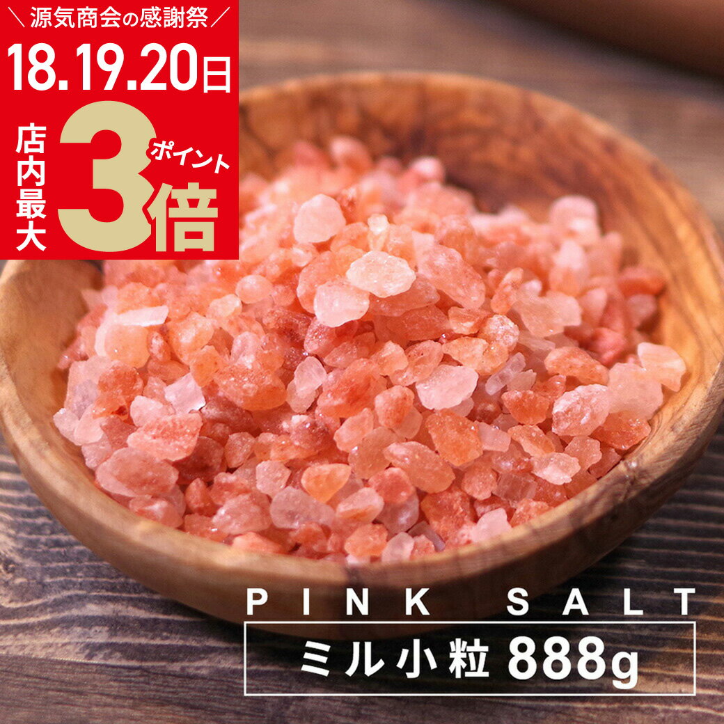 ＼お客様感謝祭 5/20 月 まで★店内ポイント最大3倍／【1000円ポッキリ 送料無料】岩塩 源気商会 ミル ピンクソルト ヒマラヤ岩塩 食用 ミルタイプ 888g パウチ パキスタン 無添加 調味料 天然…