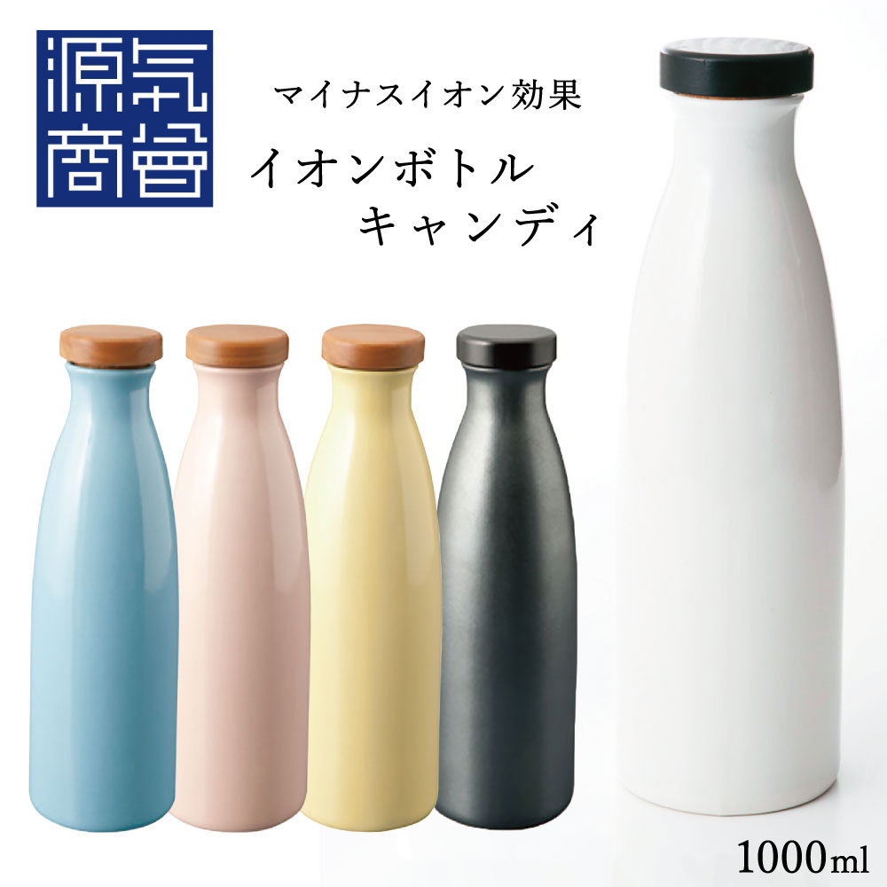 イオンボトル 信楽焼 Ion bottle Candy 1000ml 全5色 箱入り 日本製 ラジウムボトル お水がおいしくなるボトル