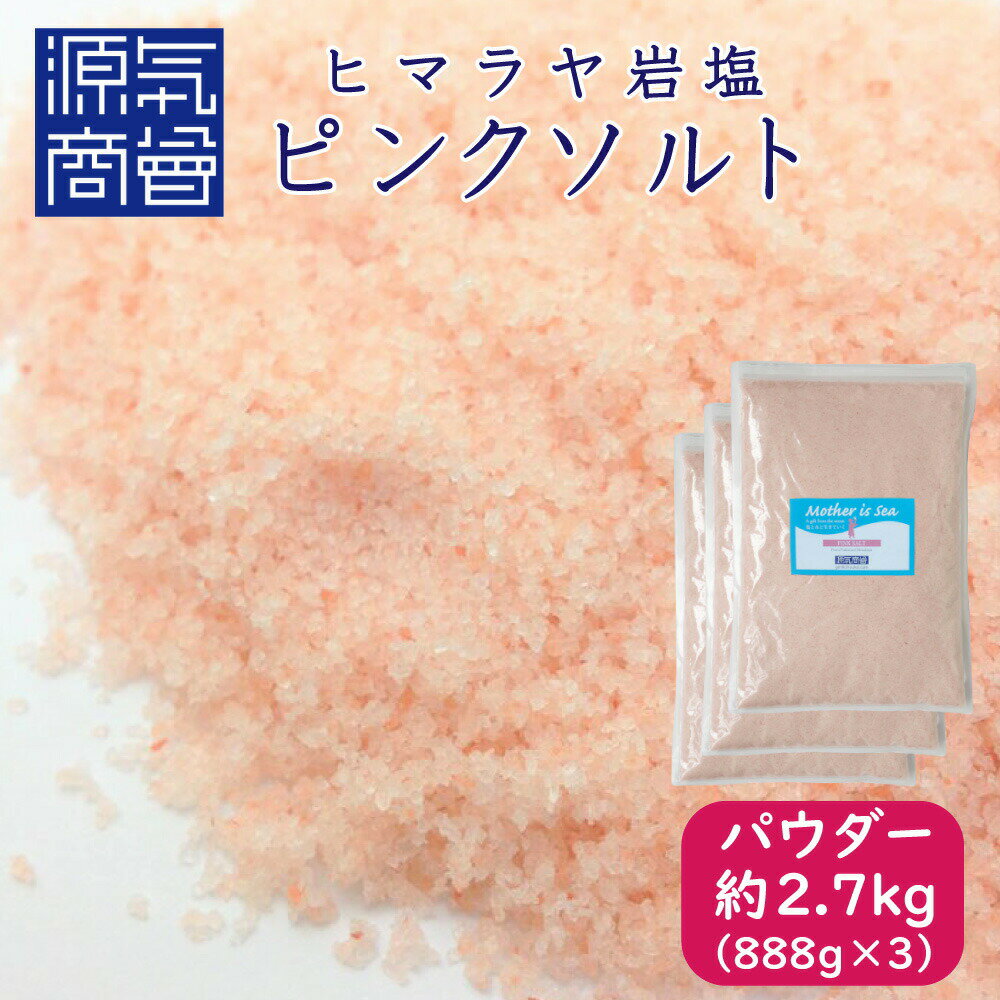 【送料無料】ピンクソルト ピンク岩塩 ヒマラヤ産 岩塩 食用 パウダー 2664g パウチ ｜ 源気商会 ヒマラヤ岩塩 パキスタン 無添加 添加物不使用 調味料 天然塩 自然塩 マクロビ 塩 ヒマラヤ ミネラル 粉末 送料無料 3袋 セット