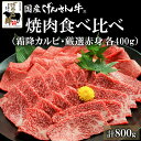 【ギフト】国産げんさん牛焼肉食べ比べ(霜降カルビ400g・厳選赤身400g)計800g 国産 牛肉 牛 焼肉用 焼肉 肉 ギフト プレゼント げんさん お祝い