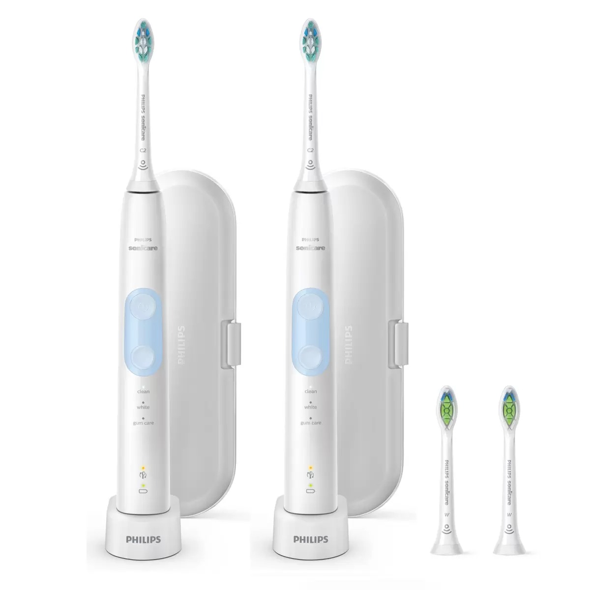 ソニッケアー Sonicare 電動歯ブラシ プロテクトクリーン 音波式 HX6403/71 2本組 ブラシヘッド4本 トラベルケース付属 ステインの除去 フィリップス 3つモード はぶらし ハブラシ