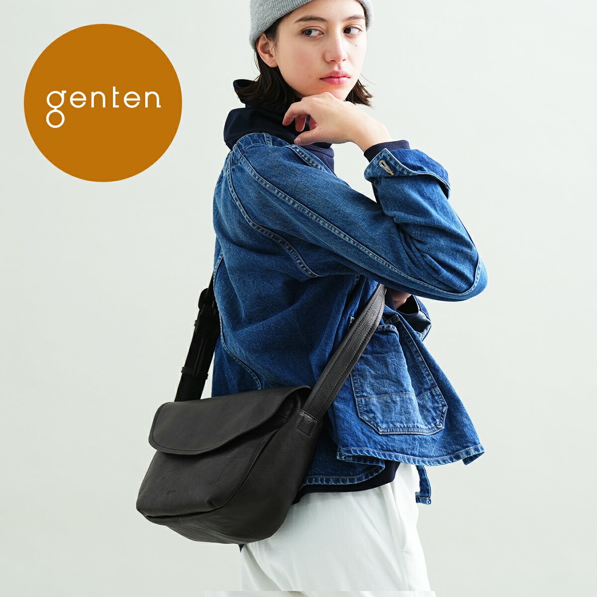 ゲンテン  一生使えるバッグ レディース（日本製） 【ゲンテン公式】 genten 44110 (42402) ゲンテン ゴートベーシック フラップショルダーバッグ 本革バッグ レディース 山羊革 ショルダーバッグ 日本製 大人 シンプル ゴートレザー レザー