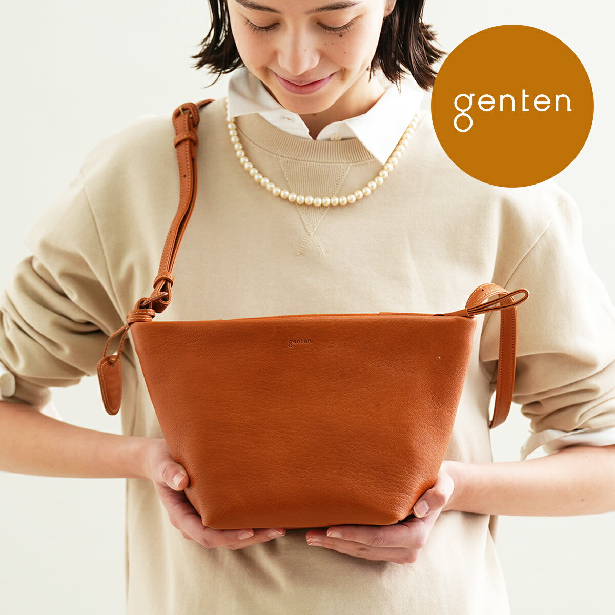 ゲンテン  一生使えるバッグ レディース（日本製） 【ゲンテン公式】 genten 44115 (42410) ゲンテン ゴートベーシック ミニショルダーバッグ 新色 グレージュ登場★本革ショルダーバッグ レディース 大人 山羊革 ショルダーバッグ 斜めがけ 小さめ 日本製 大人 コンパクト 軽量 ゴートレザー