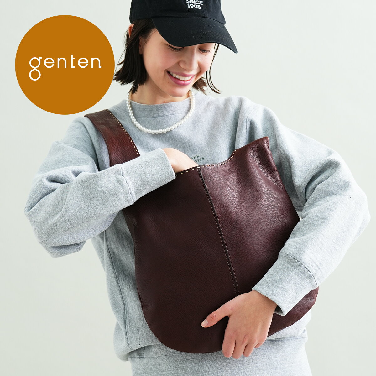 【ゲンテン公式】 genten 43467 ゲンテン ユーフラテス(boxバージョン) ショルダーバッグ 新作★本革ショルダーバッグ 大きめ ナチュラルレザー シンプル