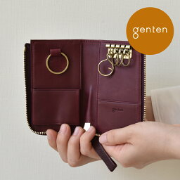 ゲンテン キーケース レディース 【ゲンテン公式】 genten 44314 (42745) ゲンテン フレスコ キーケース 新色 ナイトブルー★本革キーケース 日本製 ゴートレザー 山羊革 スマートキーケース スマートキー 収納 レザー