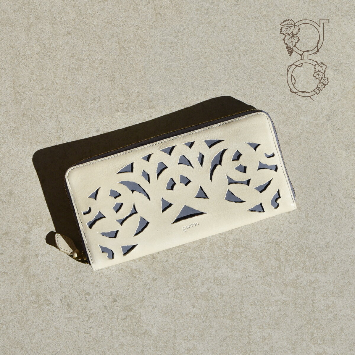 【ゲンテン公式】 genten 43960 ゲンテン ガーデンカットワーク 長財布 25th記念 限定アイテム★本革 長財布 ラウンドファスナー イタリアンレザーのサムネイル