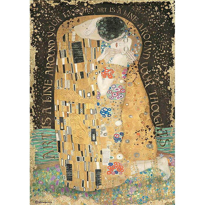スタンペリア ライスペーパー A4サイズ 約21×29.7cm DFSA4637　デコパージュ　Klimt The Kiss　クリムト