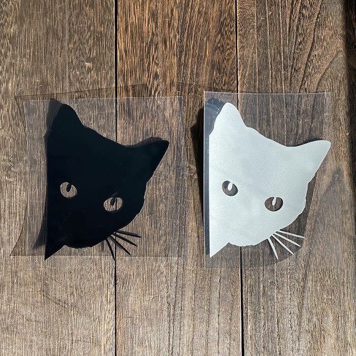 Rakuten - ステッカー 猫 ねこ ネコ シール 隙間 のぞいてる 黒 白 2色 おしゃれ かわいい