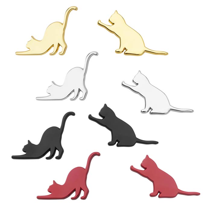 猫 ねこ ネコ にゃんこ エンブレム 車 アクセサリー 4色 シール ステッカー 2個で1セット