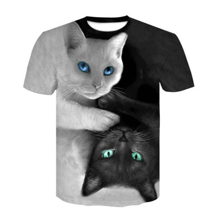 Rakuten - Tシャツ 白猫 黒猫 おしゃれ 黒 白 猫 ねこ かわいい キャット CAT