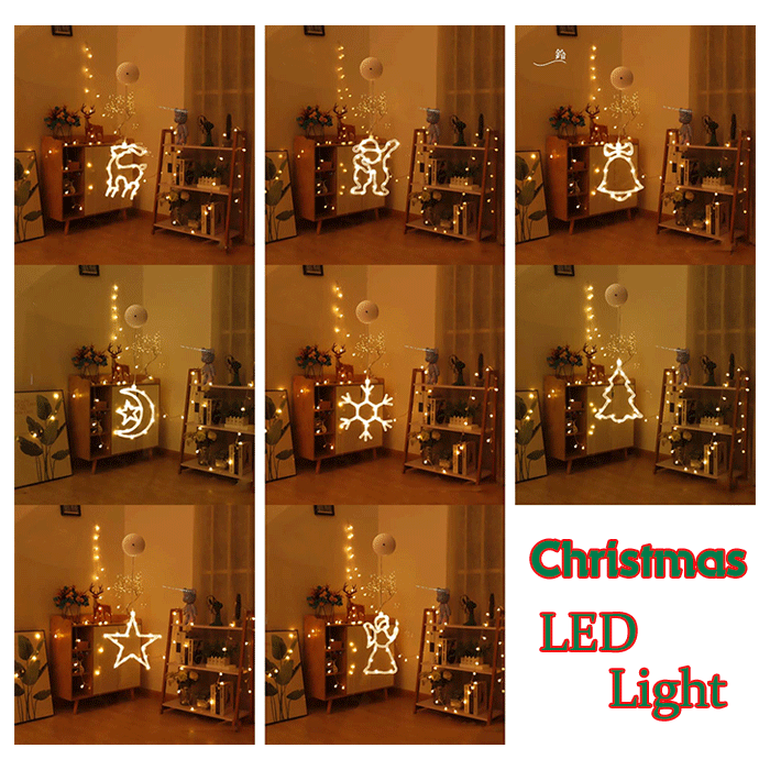 クリスマス 照明 LED ライト 窓 飾り 吊り下げ イルミネーション 吸盤式 電池式 点灯 室内 ツリー