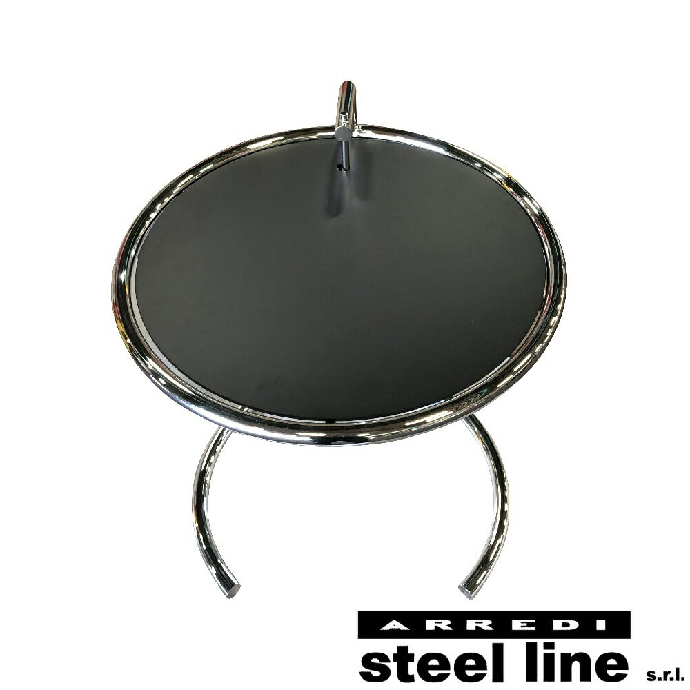 《100％MADE IN ITALY》アイリーン・グレイ E1027 サイドテーブル ブラックメタル天板仕様スティールライン社DESIGN900