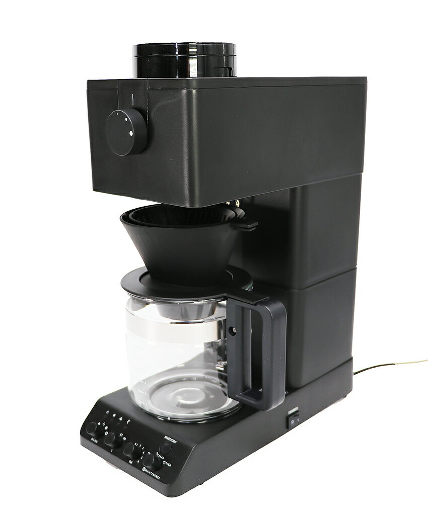 ツインバード(TWINBIRD) 全自動コーヒーメーカー ミル付き 臼式 6杯用 蒸らし 湯温調節 ブラック CM-D465B