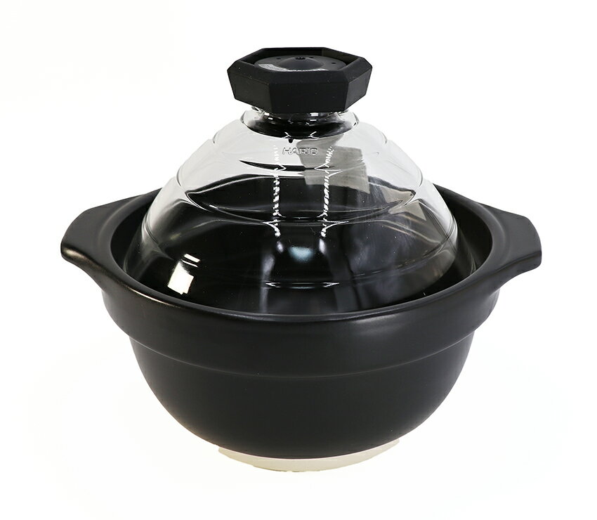 【保証付】【国内正規品】ごはん釜 フタがガラスのご飯釜 3合炊きホイッスル付 ブラック GNR-200-B-W【..