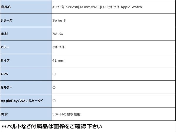ゲオモバイルの【中古】【安心保証】 Series8[41mm/セルラー]アルミ ミッドナイト Apple Watch｜アングル2