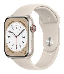 【中古】【安心保証】 Series8[45mm セルラー]アルミニウム スターライト Apple Watch MNK73J