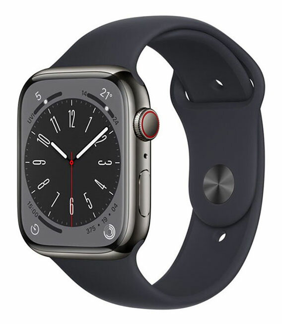 【中古】【安心保証】 Series8[45mm セルラー]ステンレススチール グラファイト Apple Watch MNKU3J